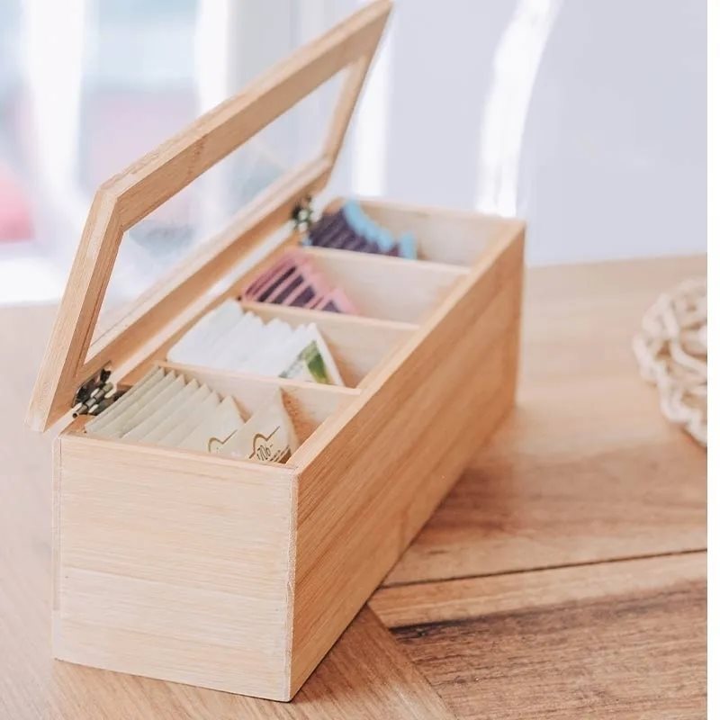 Caja Para Té de 4 divisiones. Logo personalizado, regalo empresarial.