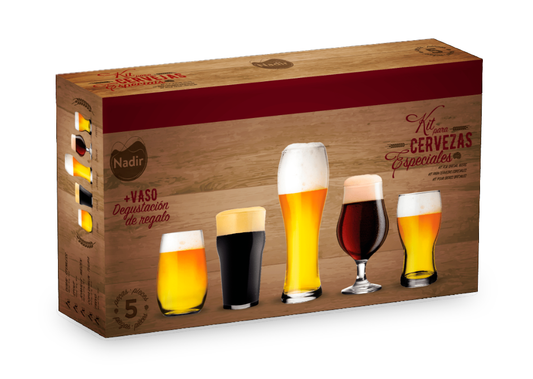 Vasos y copas de vidrio para cervezas. Para regalos empresariales se pueden personalizar con un logo utilizando grabado láser.