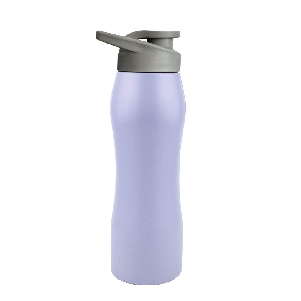 Caramañola de acero color lila. Logo personalizado, regalo empresarial.