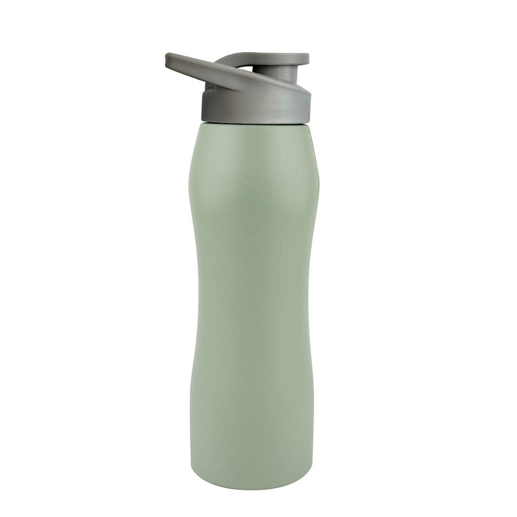 Caramañola de acero color verde. Logo personalizado, regalo empresarial.