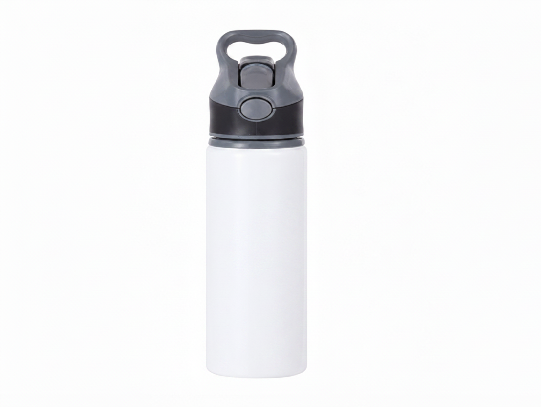 Caramañola escolar de color blanca. Logo personalizado, regalo empresarial.