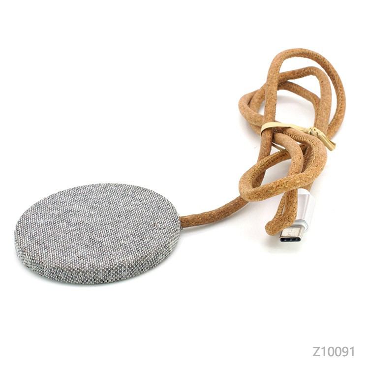Cargador Inalámbrico Meliá tela. Logo personalizado, regalo empresarial.