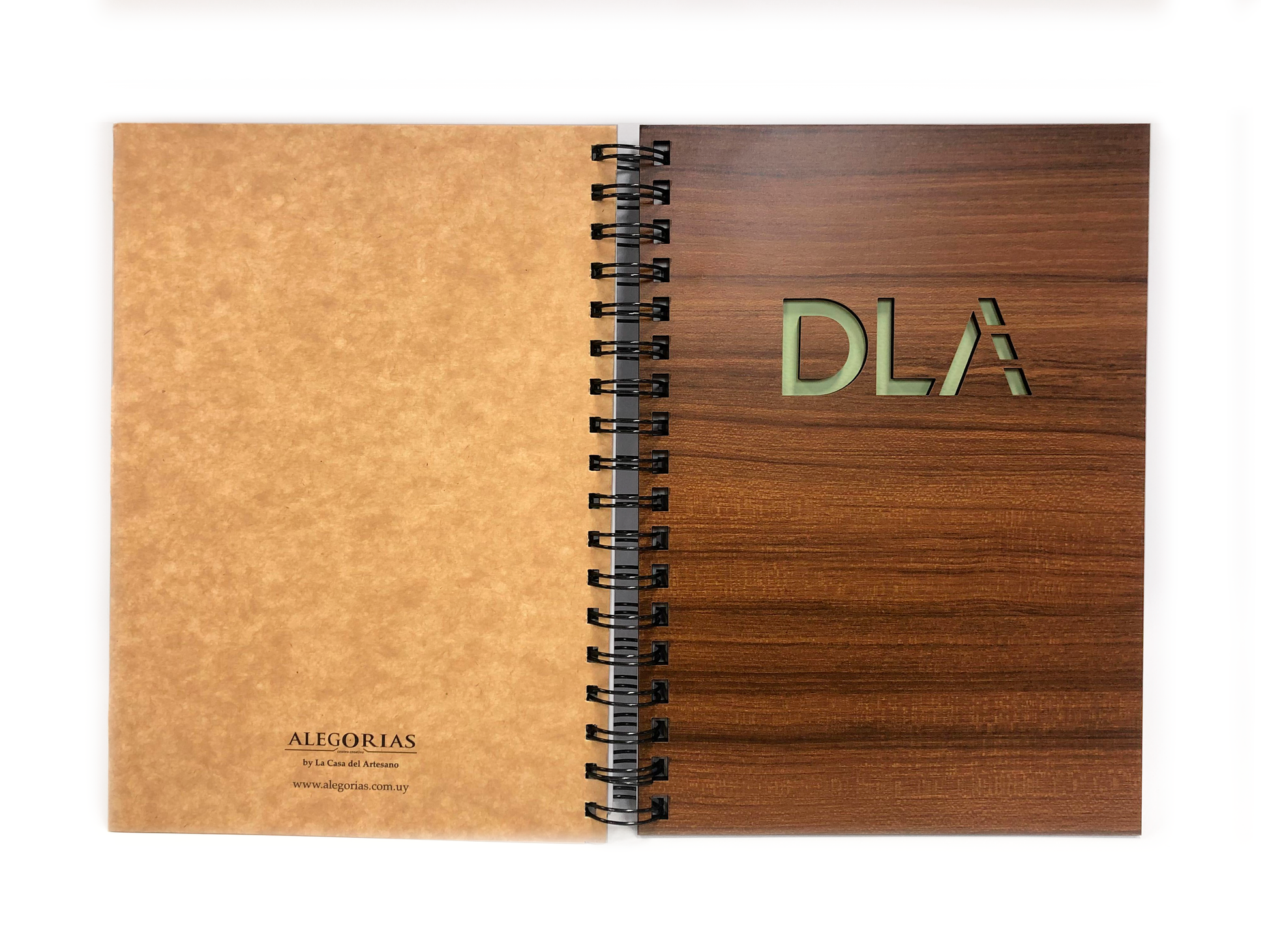 Cuaderno Gante calado con logo personalizado, regalo empresarial. contratapa cartón.