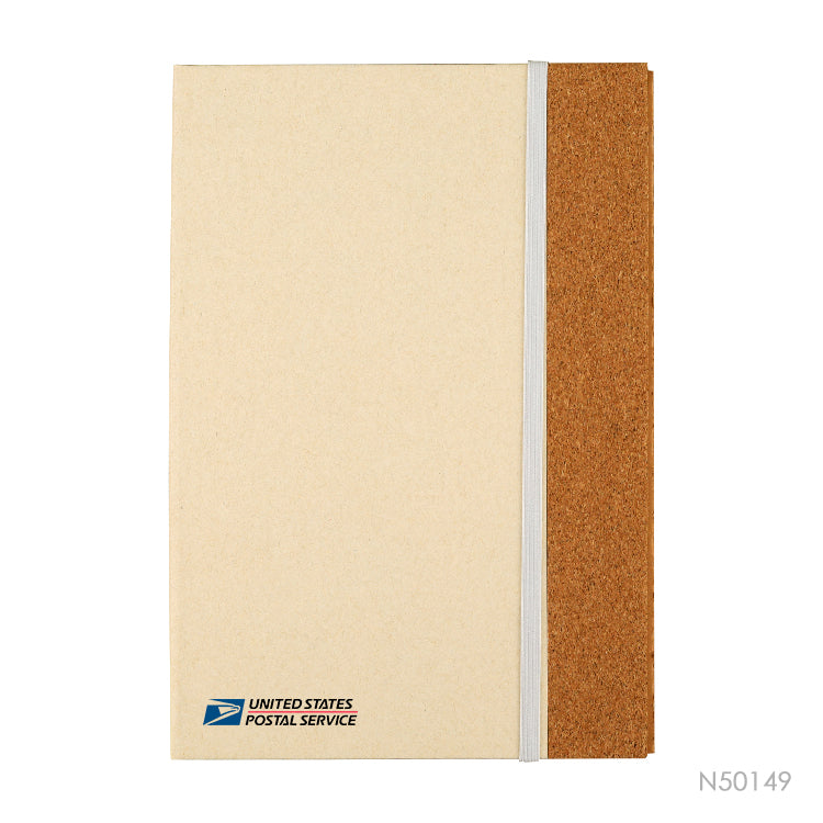 Cuaderno Ibiza con material reciclable y corcho. Logo personalizado, regalo empresarial.