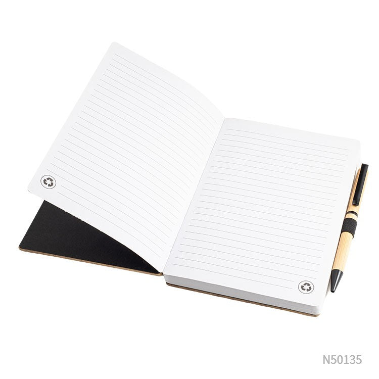 Cuaderno Marsella con renglones y lapicera ecológicos. Logo personalizado, regalo de empresa.