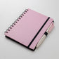 Cuaderno Tánger rosa con lapicera ecológico. Logo personalizado, regalo empresarial.