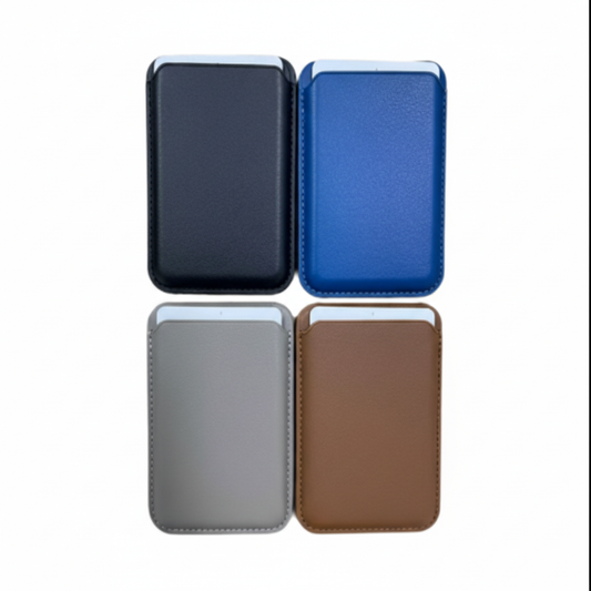 Cuatro colores de tarjetero - negro, azul, gris y marrón