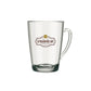 Jarra o taza mug de vidrio con logo personalizado impreso a color. Regalo empresarial.