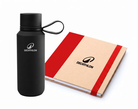 Kit de botella y block con logo personalizado. Regalo corporativo.