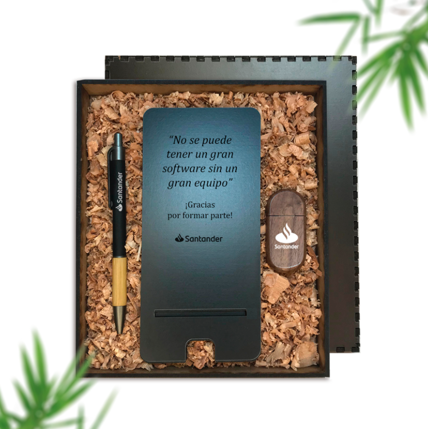 Kit Caja Black Basic. Logo personalizado impreso o grabado. Regalo empresarial.