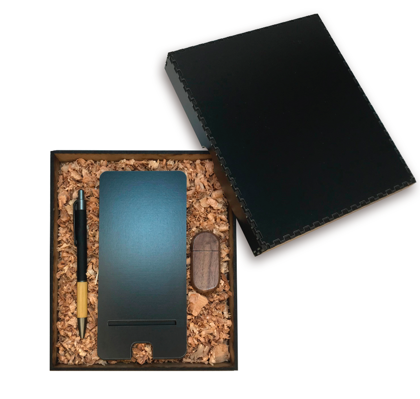 Kit Caja Black Basic. Logo personalizado, regalo empresarial.