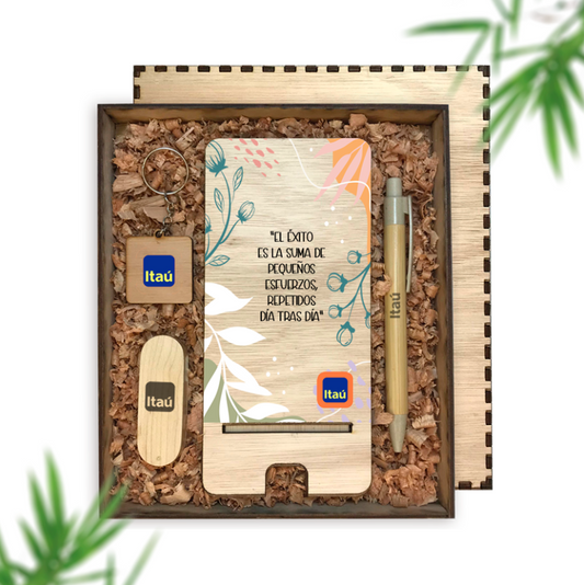 Kit Caja Natura Basic. Logo personalizado, impreso o grabado. Regalo empresarial.