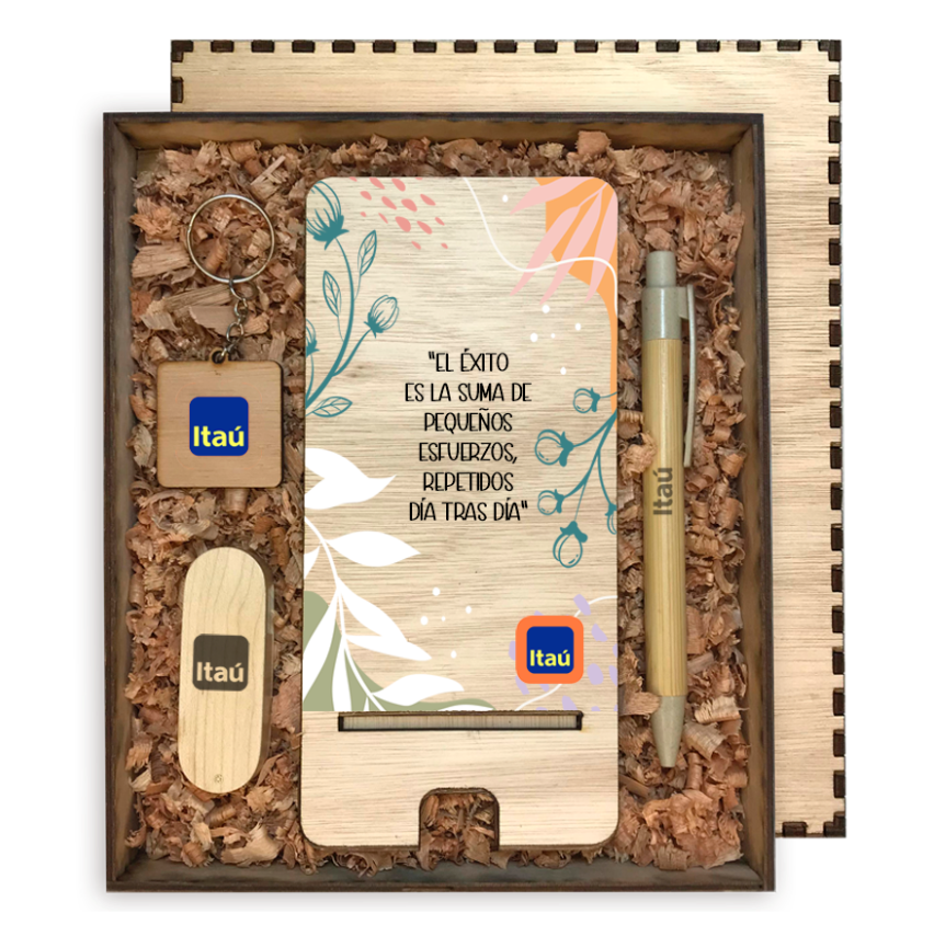Kit Caja Natura Basic. Logo personalizado, regalo empresarial.
