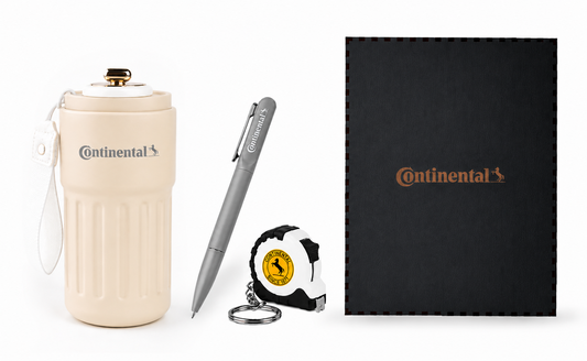 Kit Caja Volt. Vaso color natural y lapicera gris. Logo personalizado, regalo empresarial.