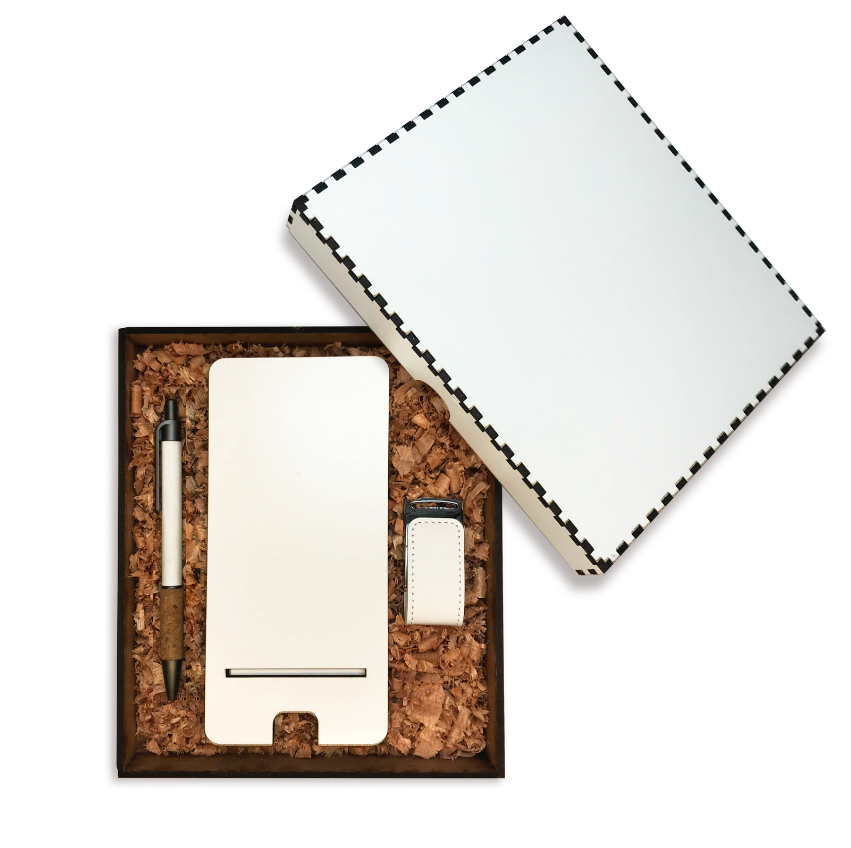 Kit Caja White Basic. Logo personalizado, regalo empresarial.