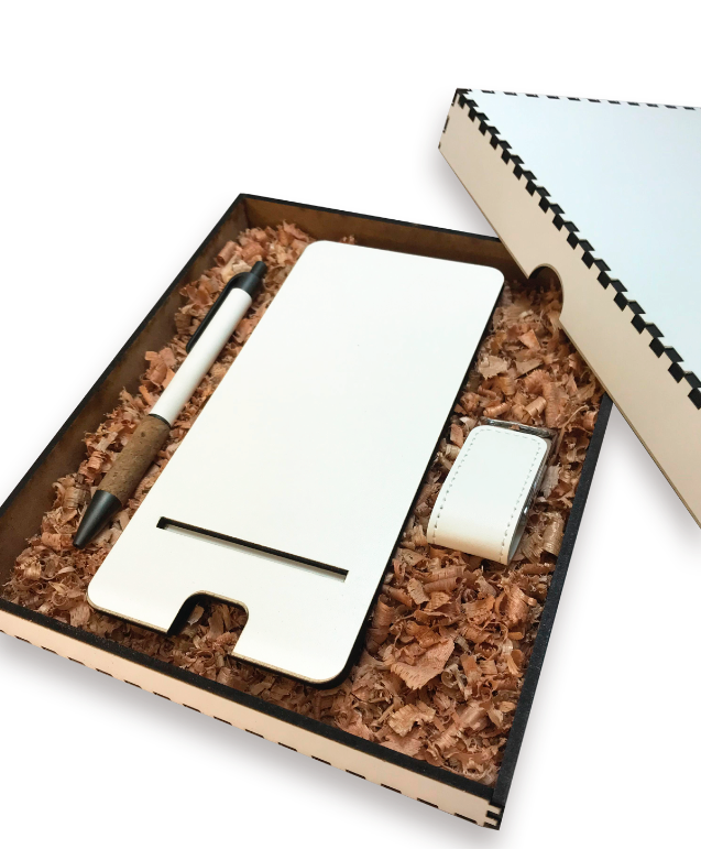 Kit Caja White. Logo personalizado, regalo empresarial.