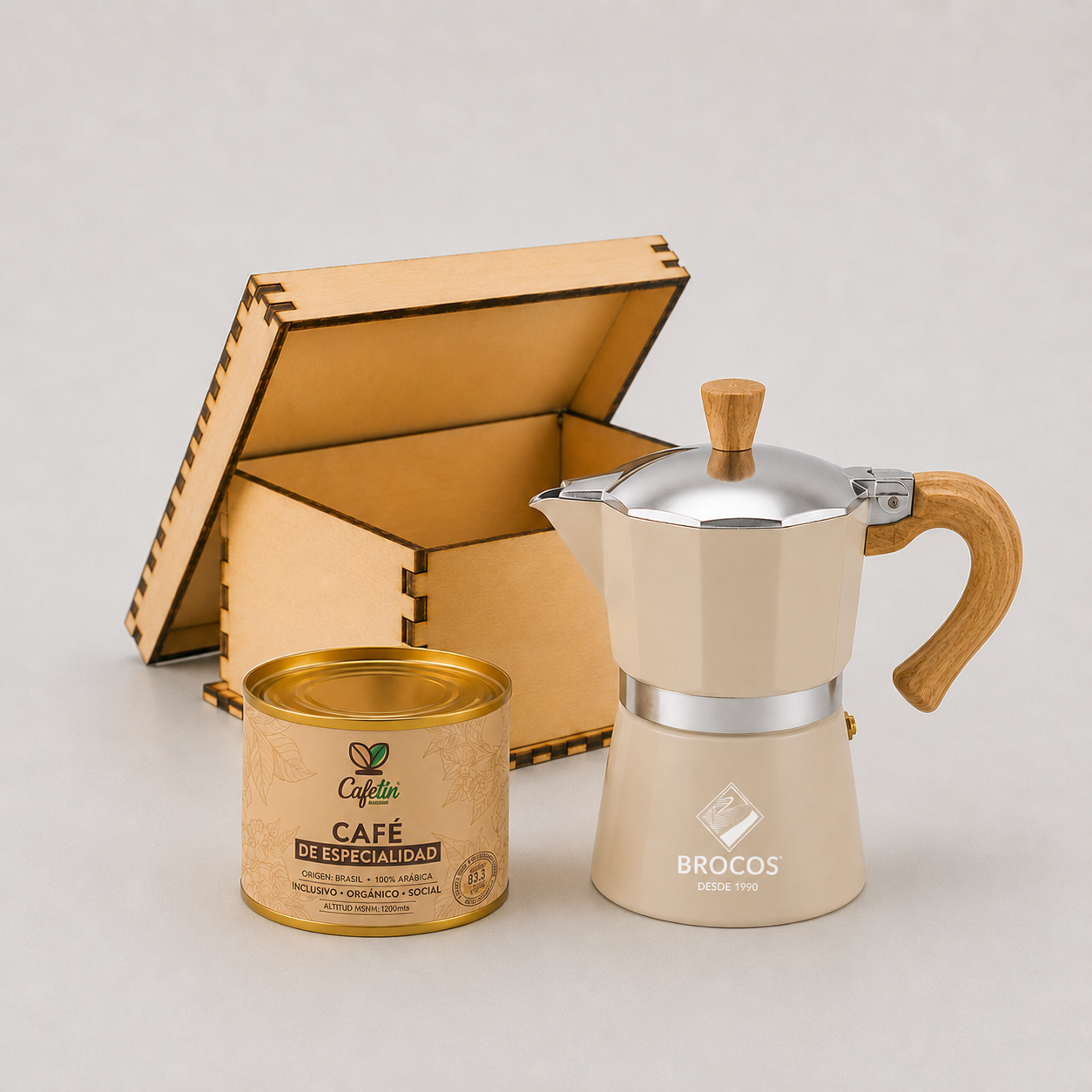 Kit Coffee Break, tetera color beige. Logo personalizado, regalo empresarial.