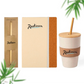 Kit cuaderno milk, vaso y lápiz plantable. Logo personalizado, regalo empresarial.