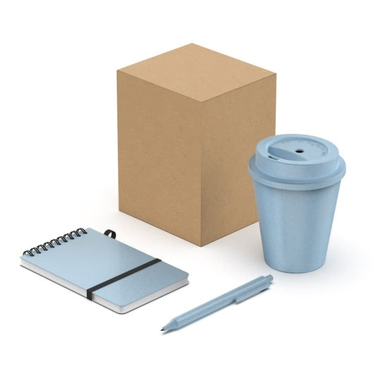 Kit Drava ecológico color azul. Logo personalizado, regalo empresarial.