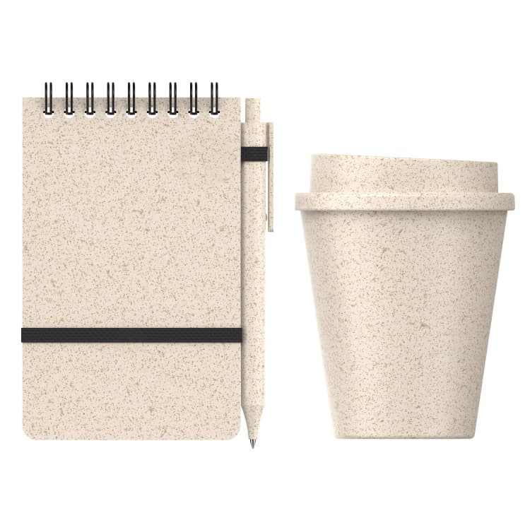 Kit Drava ecológico de color natural. Logo personalizado, regalo empresarial.