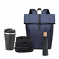 Kit Esencia Urbana, mochila color azul. Logo personalizado, regalo empresarial.