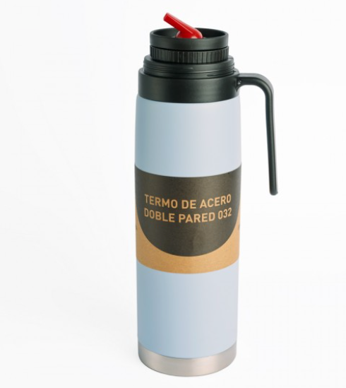 Kit Matero de Acero color blanco. Logo personalizado, regalo empresarial.