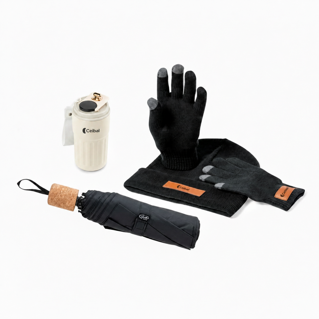 Kit Warm vaso de color beige. Logo personalizado regalo empresarial.