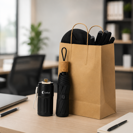 Kit Warm en bolsa. Logo personalizado, regalo empresarial.