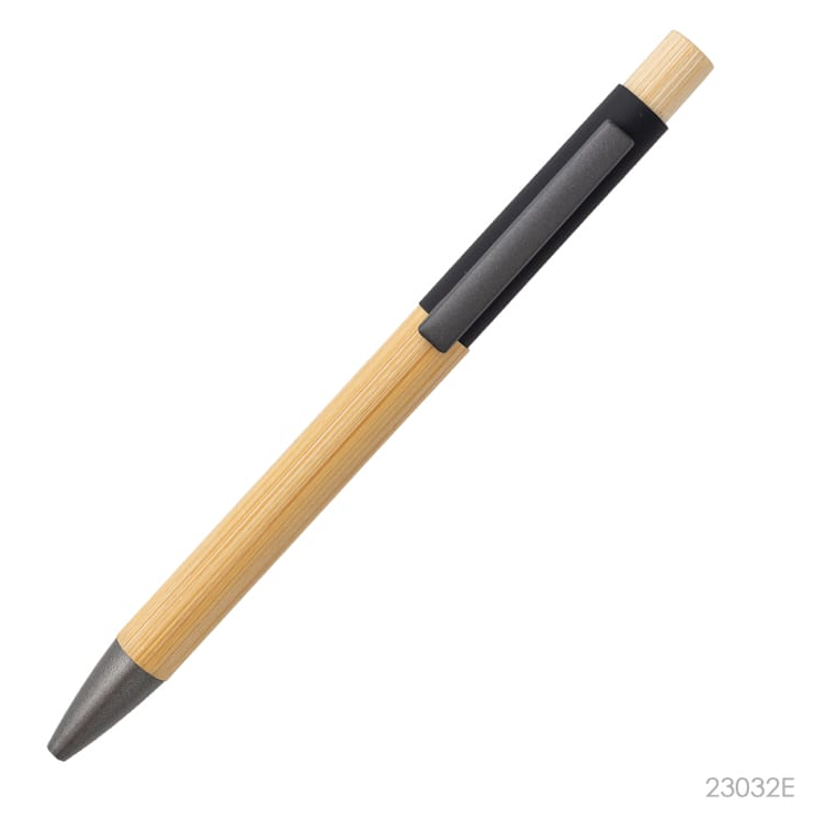 Lapicera Alerce de aluminio y bambu personalizada con logo, regalo empresarial color negro.