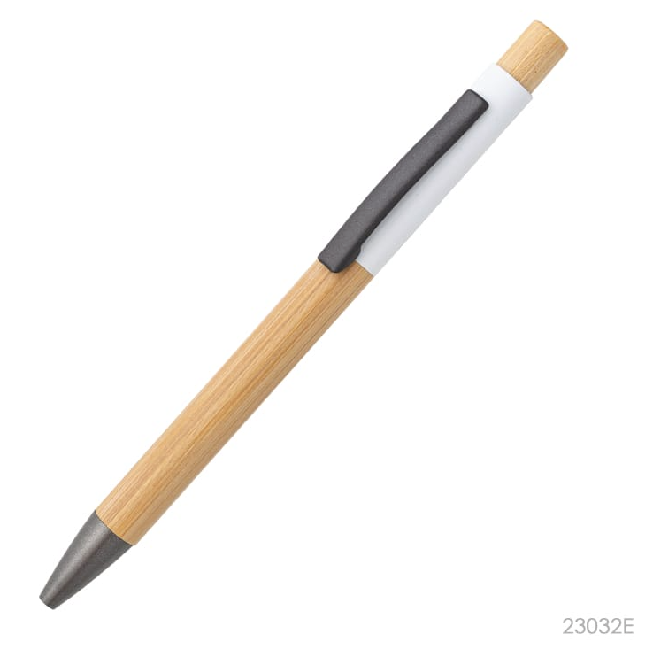 Lapicera Alerce de aluminio y bambu personalizada con logo,regalo empresarial color blanca.