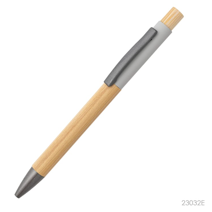 Lapicera Alerce de aluminio y bambu personalizada con logo,regalo empresarial color gris.