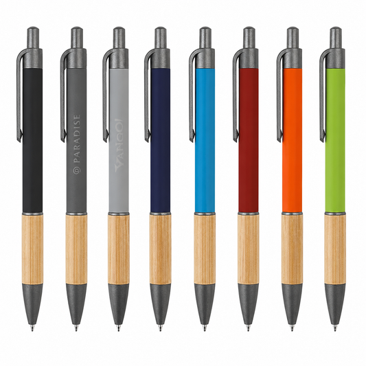 Lapicera Aura de diferentes colores. Logo grabado en láser personalizado. Regalo empresarial.