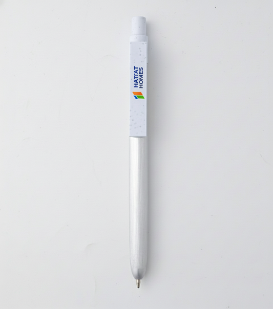 Lapicera Lirio de cuerpo metálico y clip a base de trigo impresión UV, personalizada con logo, regalo empresarial