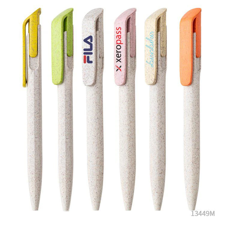 Lapicera Oriz ecológica. Plástico a base de trigo. Logo impreso uv full color personalizado. Regalo corporativo.