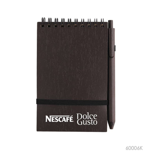 Libreta Viena de plástico a base de café. Logo personalizado, regalo corporativo.