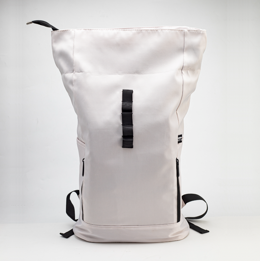 Mochila roll top Berlín color blanca. Logo personalizado, regalo empresarial.