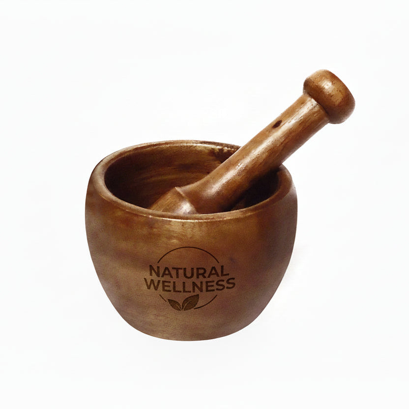 Mortero de Madera. Logo personalizado grabado, regalo empresarial.