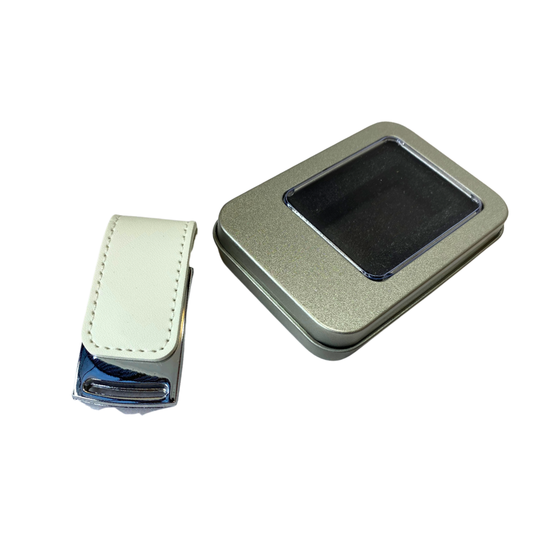 Pendrive Calm de eco cuero. Logo personalizado, regalo empresarial.