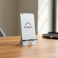 Porta Celular Lirio sobre escritorio. Logo personalizado, regalo empresarial.