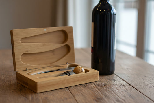 Set Accesorio para Vino Mod 2 en mesa. Logo personalizado regalo empresarial.