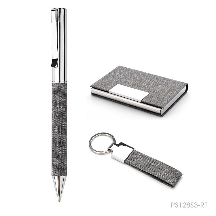 Set Dubái de color gris. Logo personalizado, regalo empresarial.