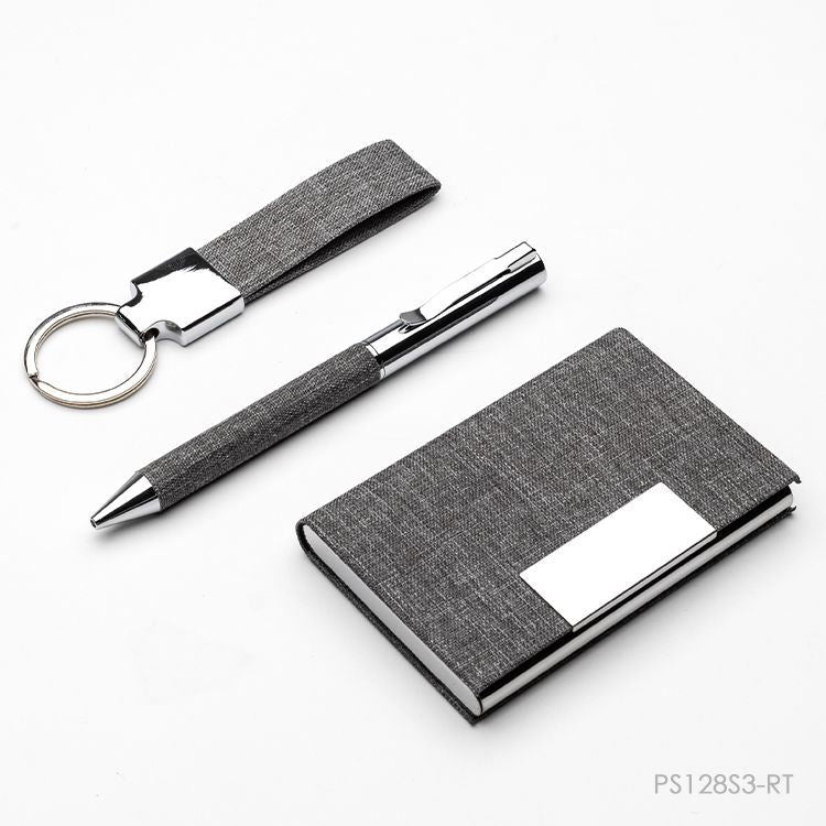 Set Dubái con tela reciclada. Logo personalizado, regalo empresaria.