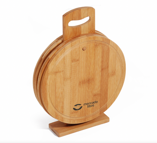 Set platos de madera con logo personalizado, regalo empresarial.