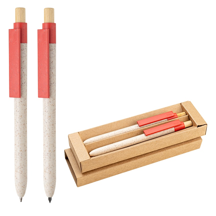 Set Vento color rojo, lapicera y lapiz. Logo personalizado, regalo empresa.