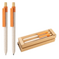 Set Vento lapicera y lápiz naranja, materiales ecológicos. Logo personalizado, regalo corporativo.