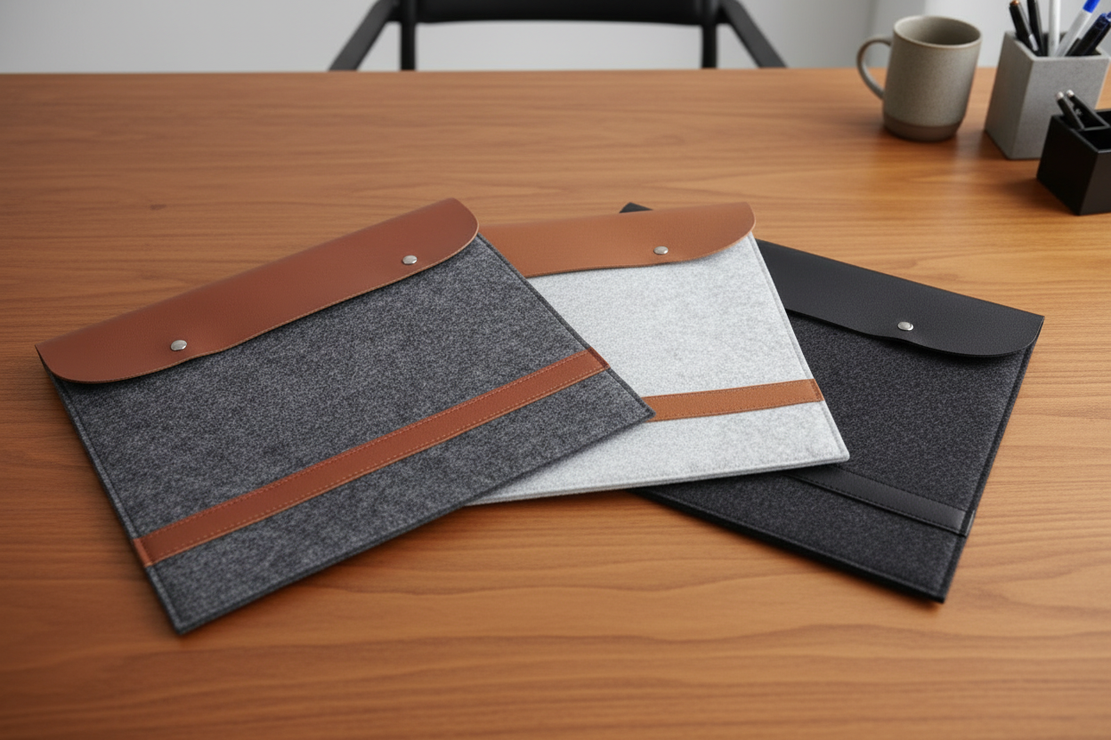 Sobre Notebook Urban en escritorio. Logo personalizado, regalo empresarial.