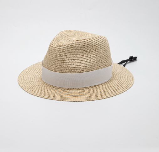 Sombrero Caletea con banda blanca. Logo personalizado, regalo corporativo.