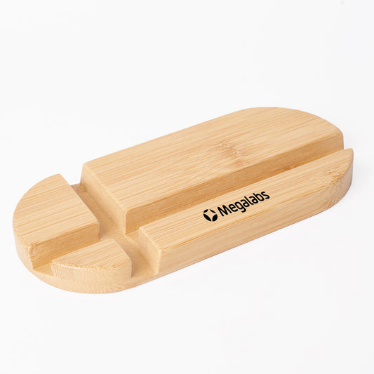 Soporte para Celular o tablet. Logo personalizado, grabado. Regalo empresarial.