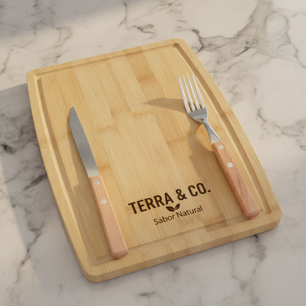 tabla de madera. Logo personalizado, regalo corporativo.