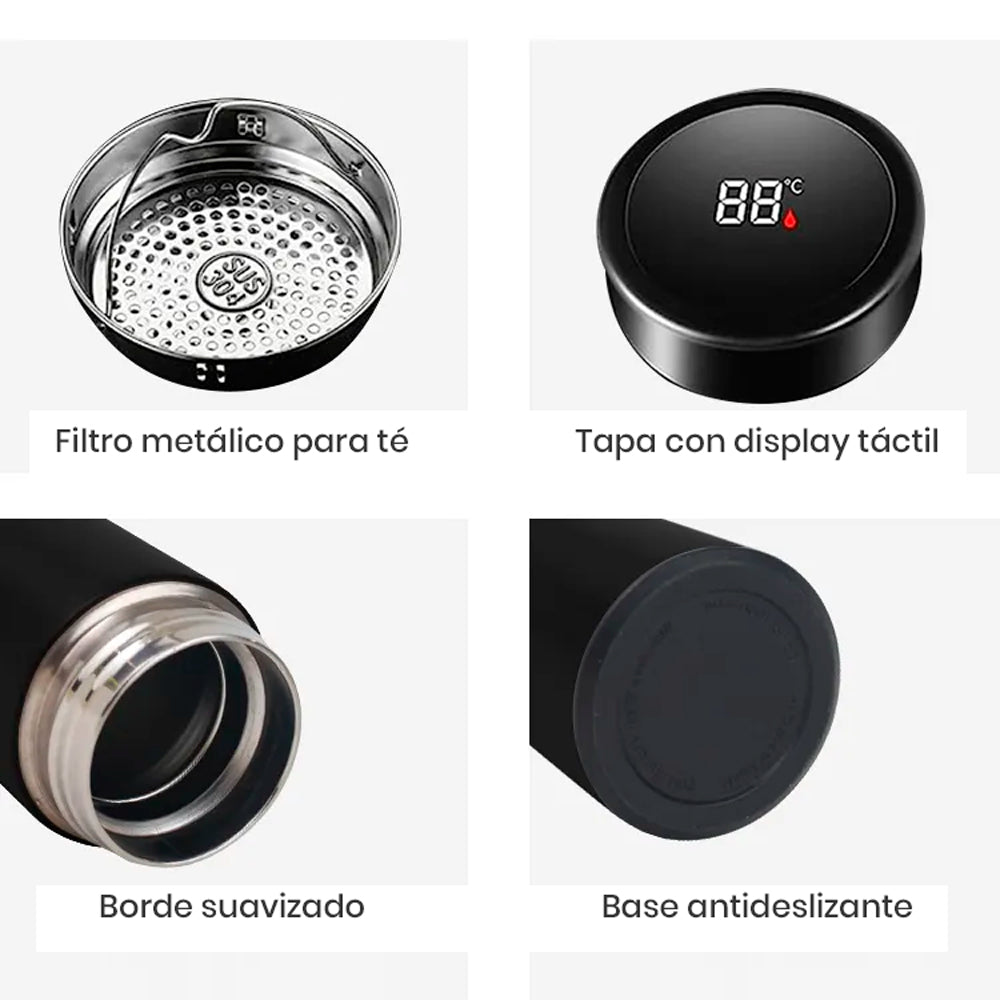 Tapa display de botella térmica inteligente. Logo personalizado, regalo empresarial.